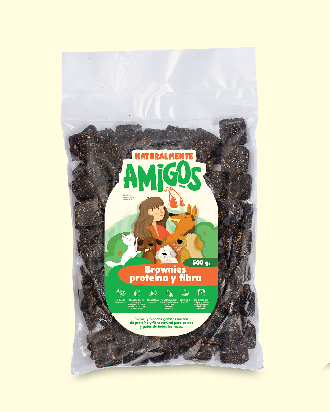 Brownies Blandos de Proteína y Fibra para Perros | Snack Natural de Carne de Res
