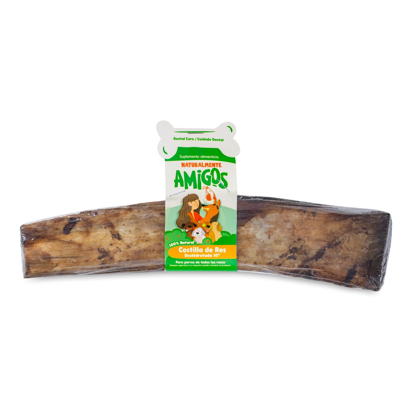Hueso Costilla de Res Deshidratado Natural Grade 10” | Snack Duradero para Perros