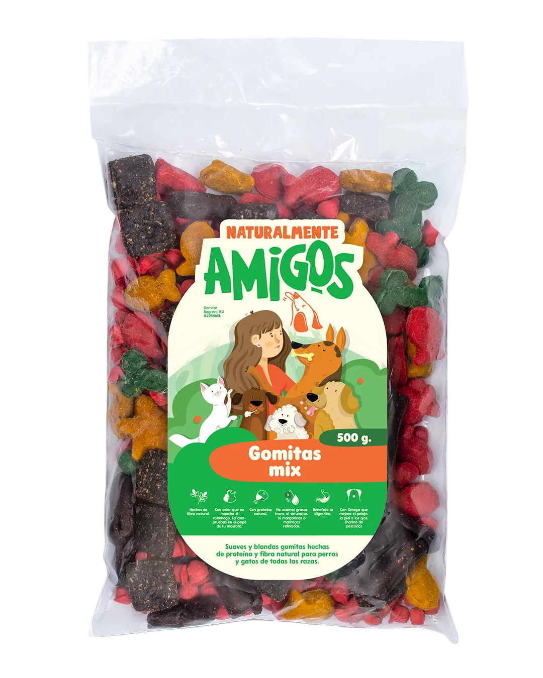 Gomitas Naturales para Perros y Gatos | Mix de Proteína y Fibra con Textura Suave