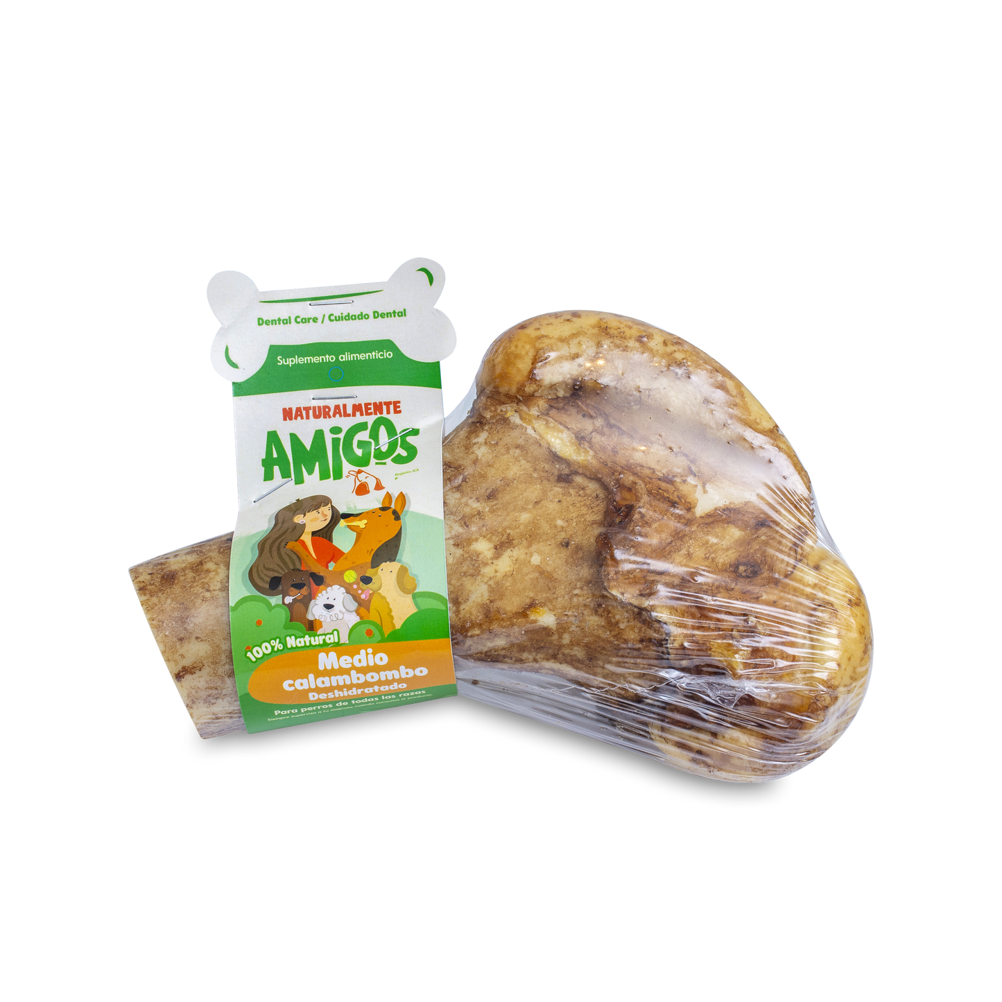 Hueso Calambombo MEDIO de Res Deshidratado | Ultra Resistente y Rico en Colágeno para Perros Fuertes