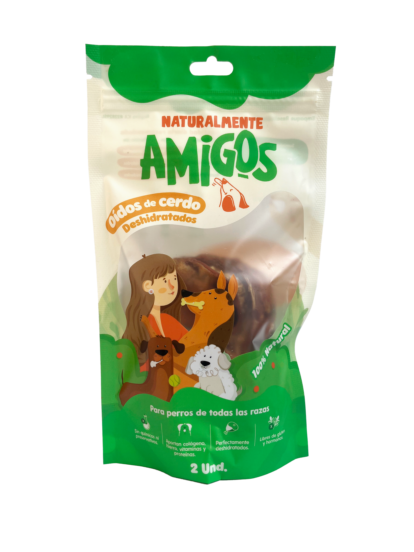 Oídos de Cerdo Deshidratadas (2 Und) | Snack Natural Rico en Proteína para Perros Activos