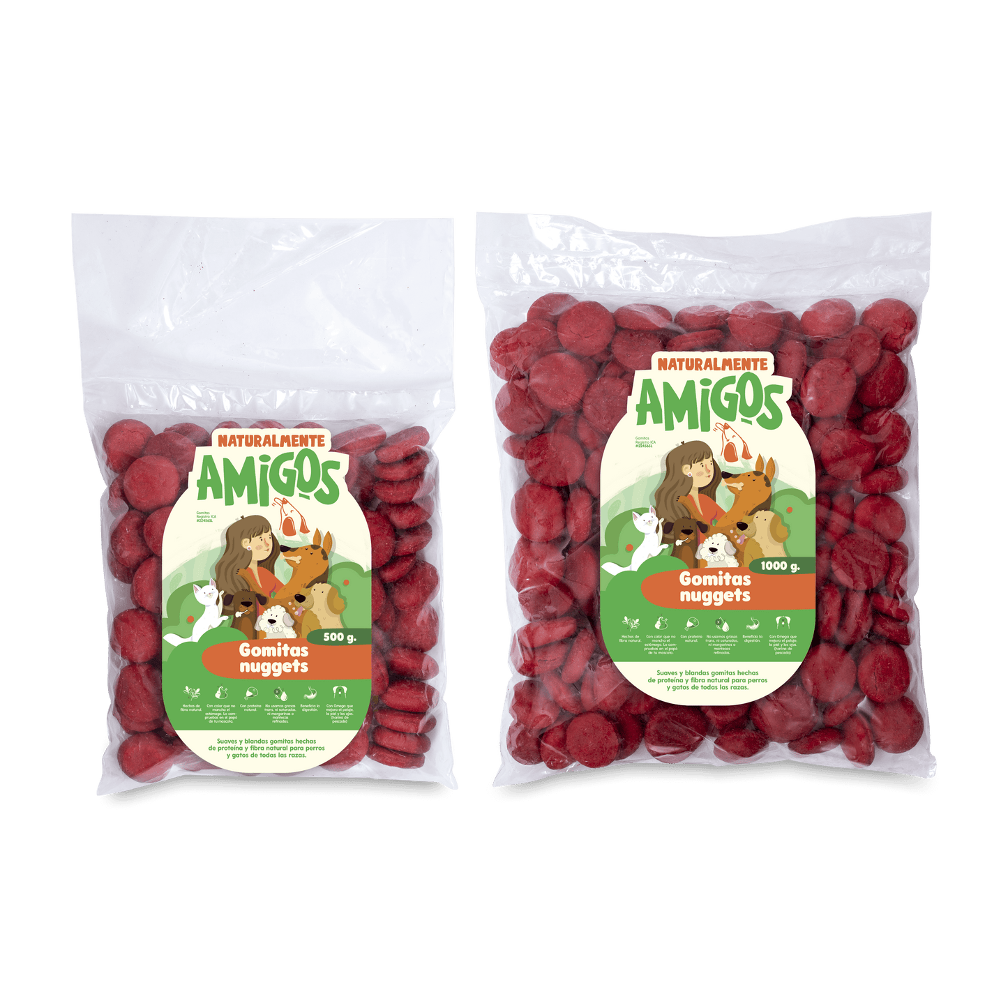 Gomitas Tipo Nuggets con Proteína y Fibra para Perros y Gatos | Snack Natural y Saludable