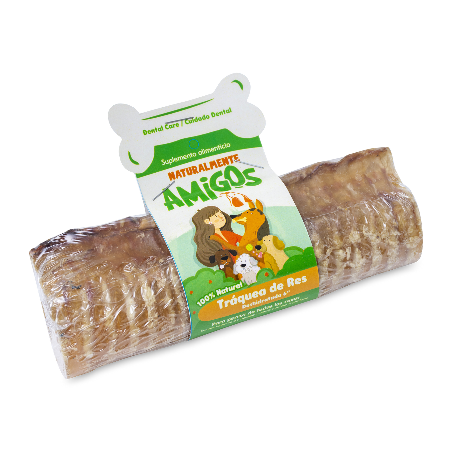 Tráquea de Res Deshidratada de 6” | Snack Natural con Colágeno y Glucosamina para Perros Pequeños