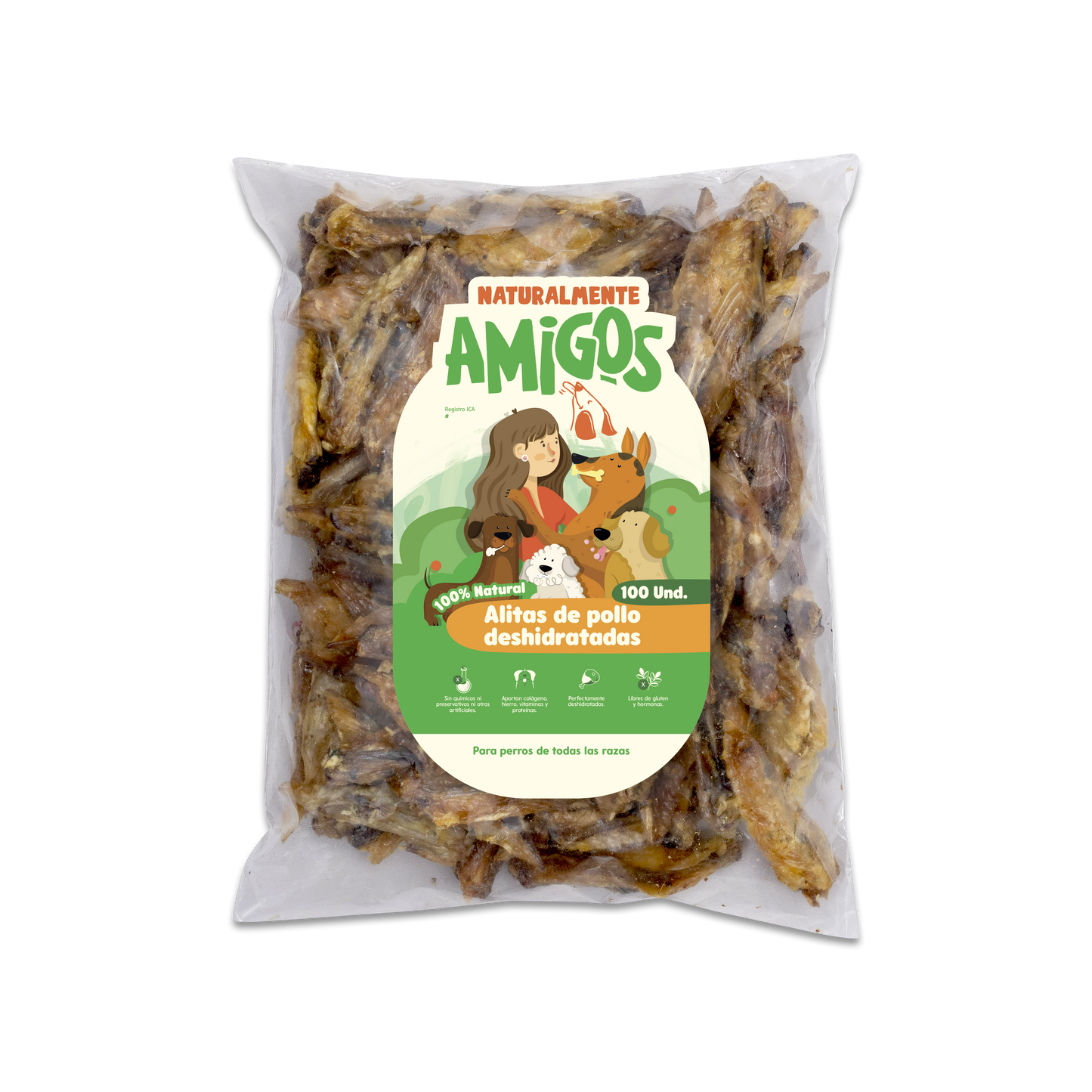 Alitas de Pollo Deshidratadas para Perros | Snack Natural con Colágeno y Limpieza Dental