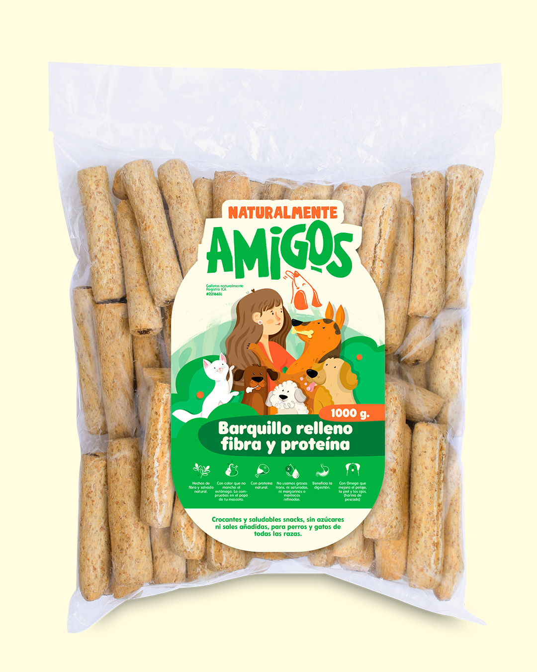 Barquillos Rellenos para Perros | Fibra y Proteína Natural de Cerdo, Res y Pollo + Omega 3