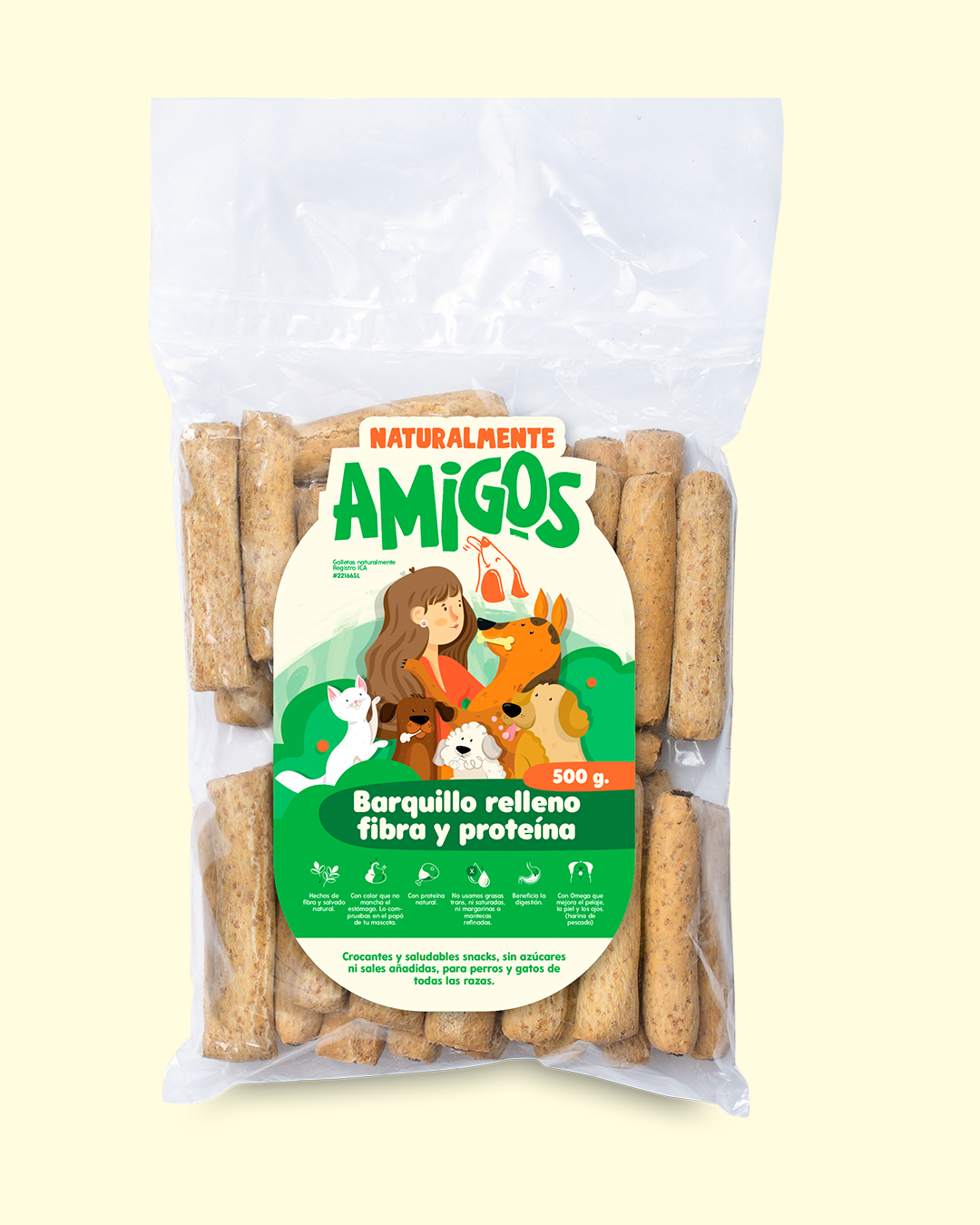 Barquillos Rellenos para Perros | Fibra y Proteína Natural de Cerdo, Res y Pollo + Omega 3
