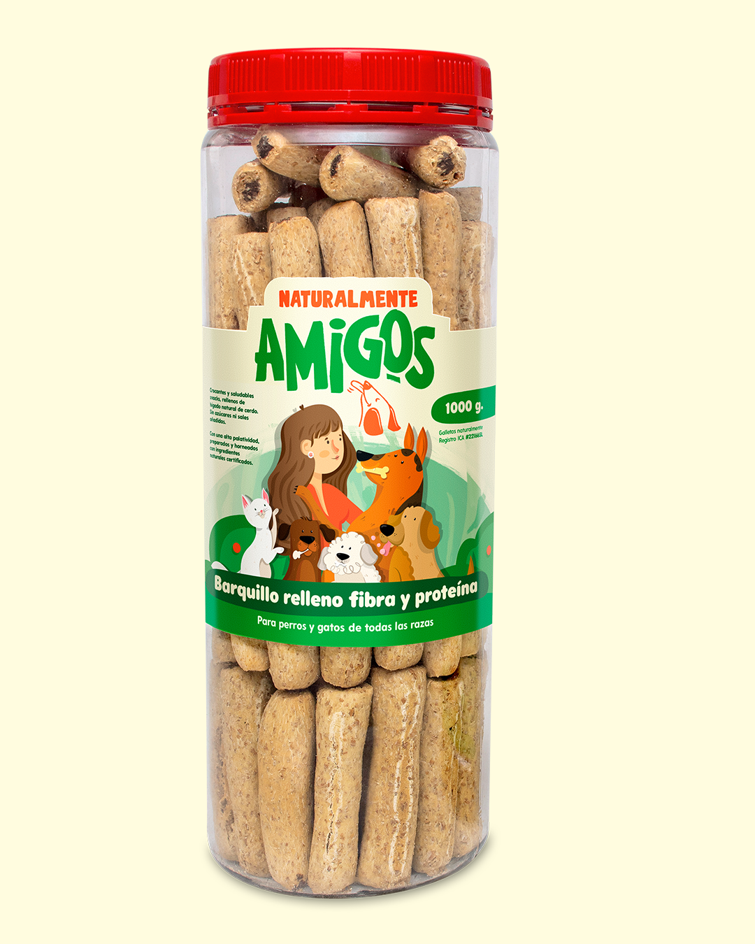 Barquillos Rellenos para Perros | Fibra y Proteína Natural de Cerdo, Res y Pollo + Omega 3