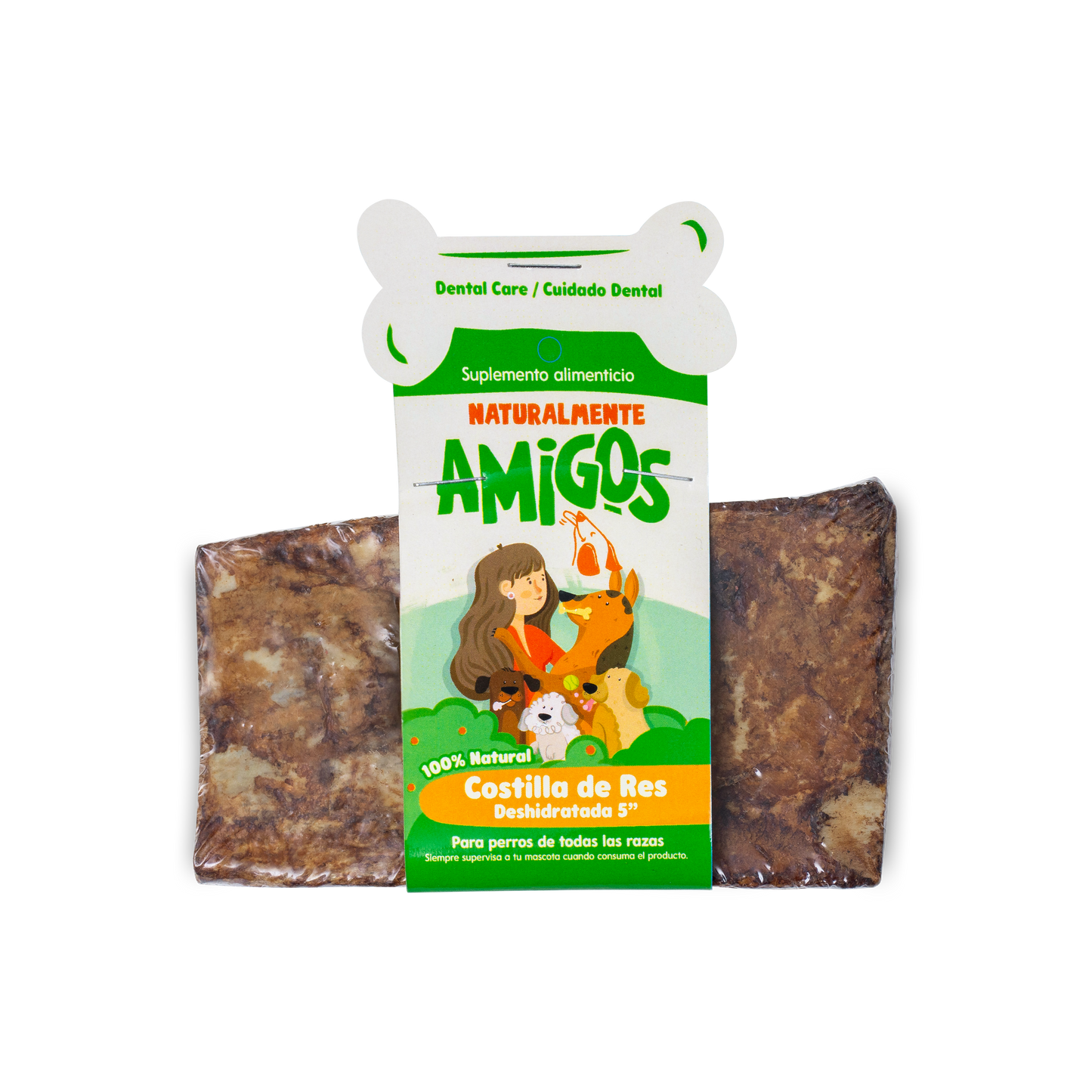 Hueso de Costilla de Res Deshidratado 5” para Perros | Snack Natural y Dental