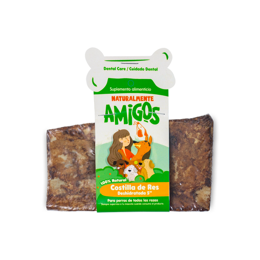 Hueso de Costilla de Res Deshidratado 5” para Perros | Snack Natural y Dental