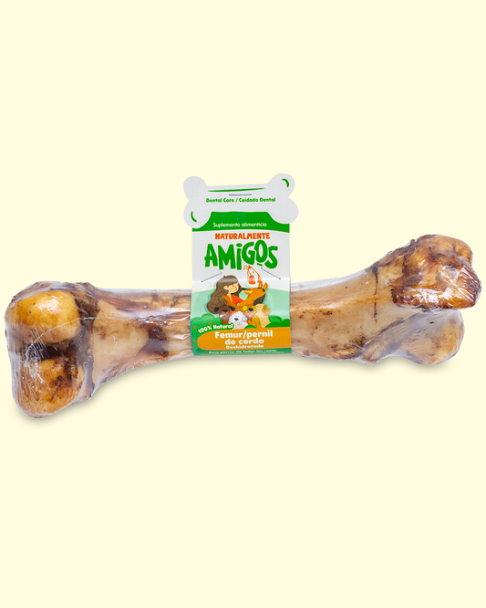 Hueso Fémur de Cerdo Natural y Deshidratado para Perros | Snack Largo y Nutritivo para Masticadores Expertos