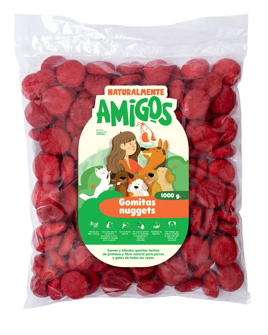 Gomitas Tipo Nuggets con Proteína y Fibra para Perros y Gatos | Snack Natural y Saludable