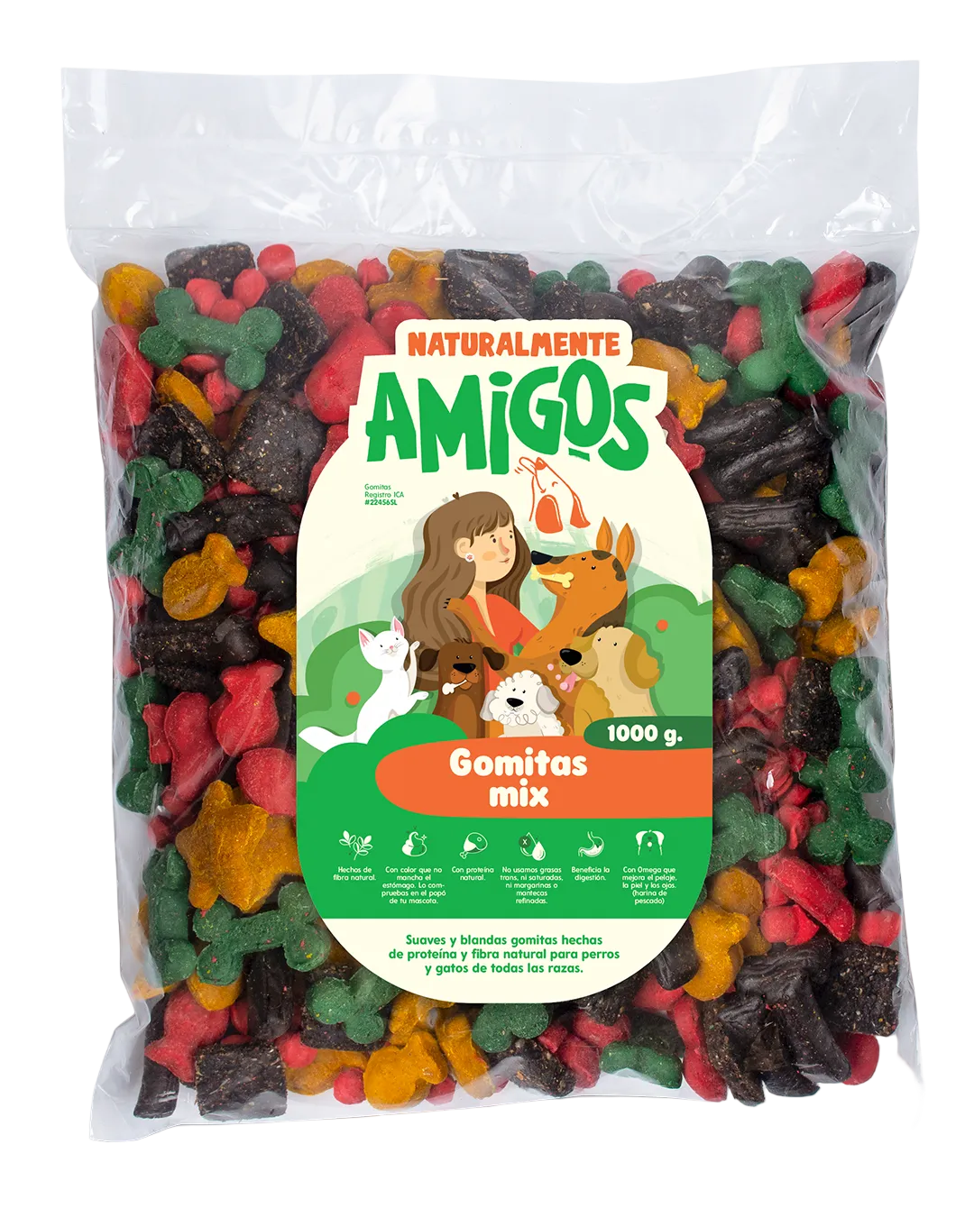 Gomitas Naturales para Perros y Gatos | Mix de Proteína y Fibra con Textura Suave