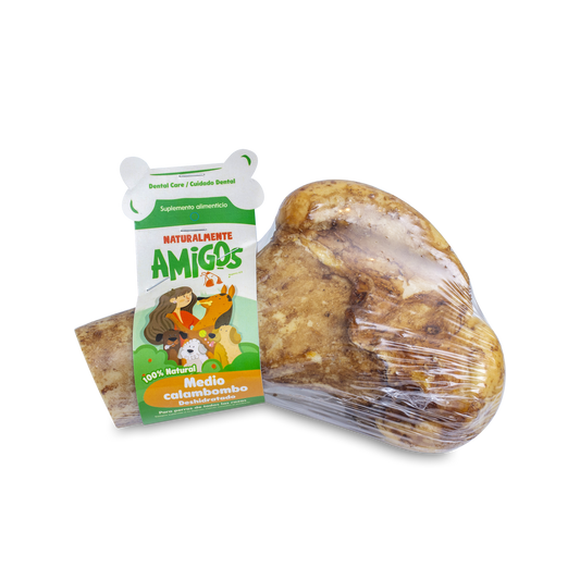 Hueso Calambombo MEDIO de Res Deshidratado | Ultra Resistente y Rico en Colágeno para Perros Fuertes