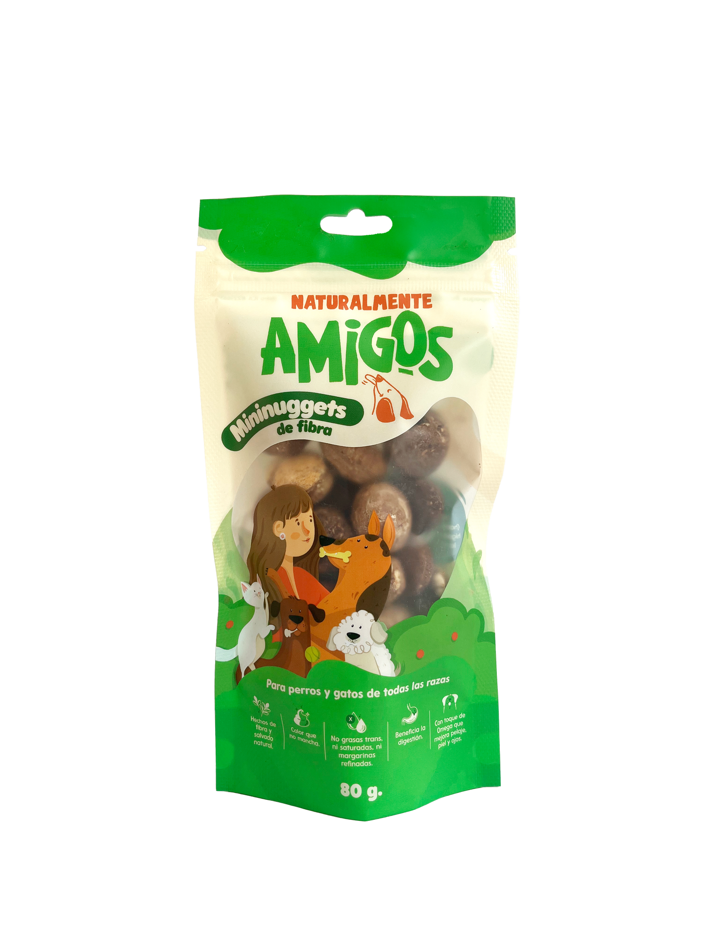 Mini Nuggets de Fibra y Salvado Natural para Perros con estomago delicado.