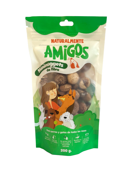 Mini Nuggets de Fibra y Salvado Natural para Perros con estomago delicado.