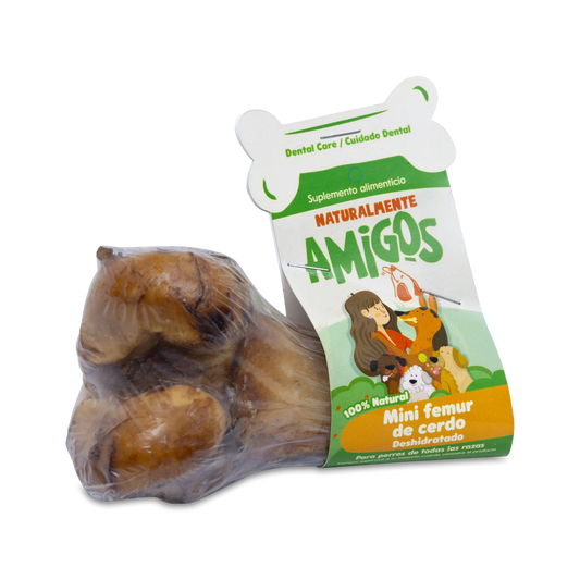 Hueso Mini Fémur de Cerdo Deshidratado | Snack Natural, Crujiente y Funcional para Perros Pequeños