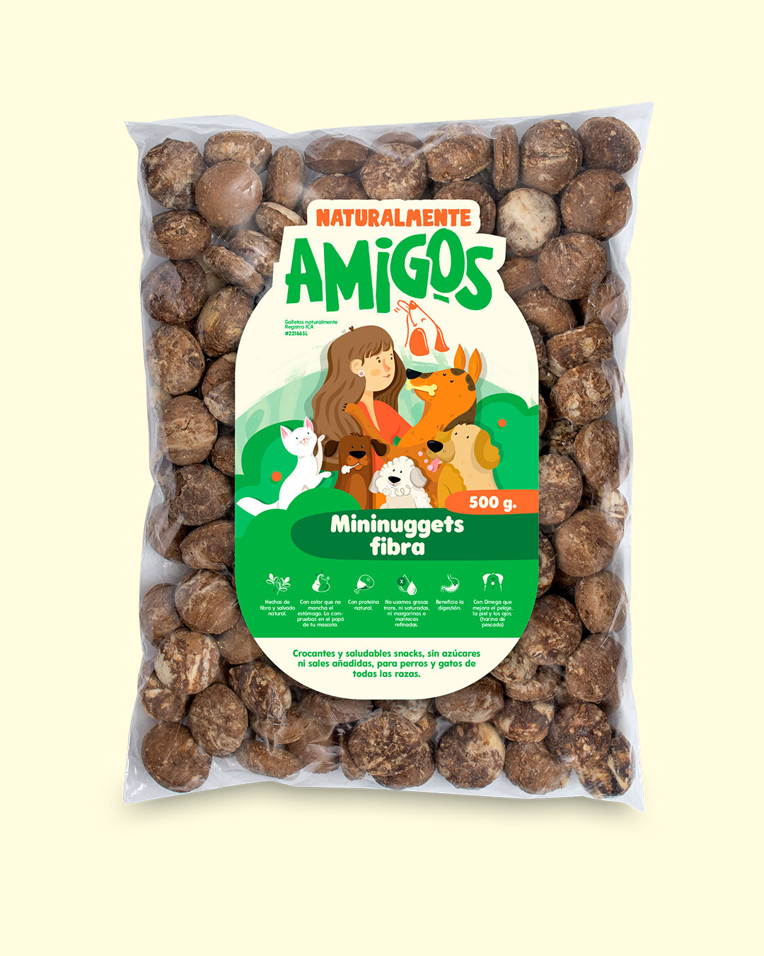 Mini Nuggets de Fibra y Salvado Natural para Perros con estomago delicado.