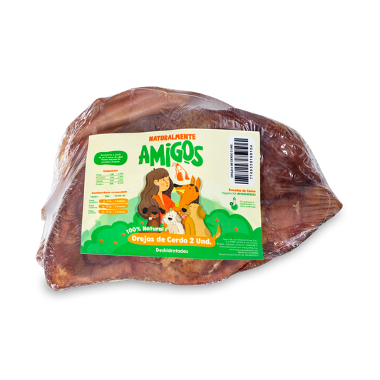 Orejas de Cerdo Deshidratadas para Perros (2 und) | Snack Natural con Colágeno y Proteína